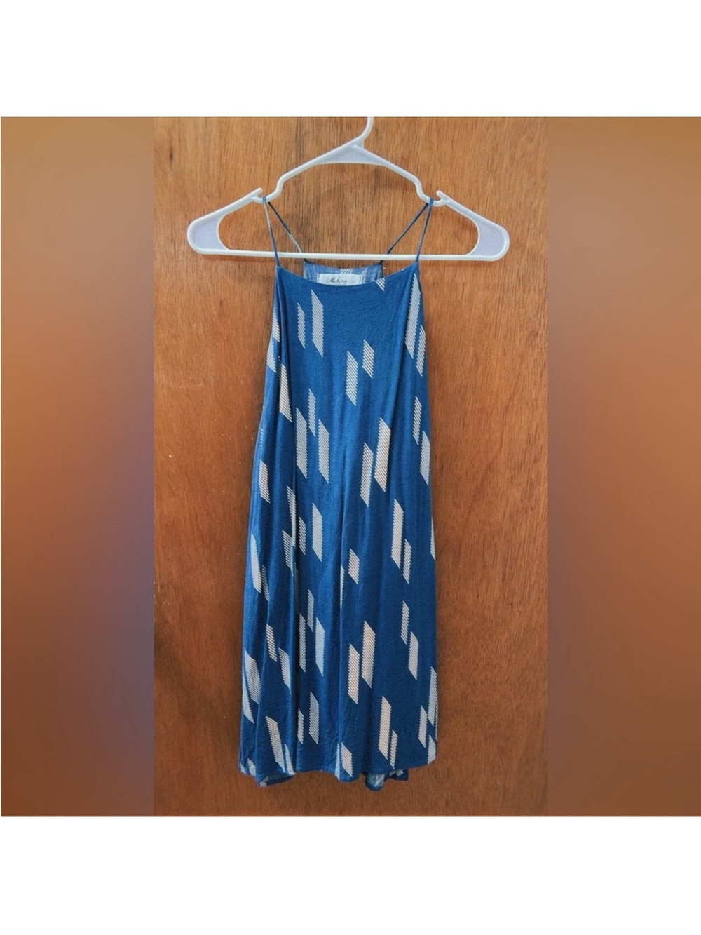 Mahina Blue Patterned Spaghetti-Strap Dress